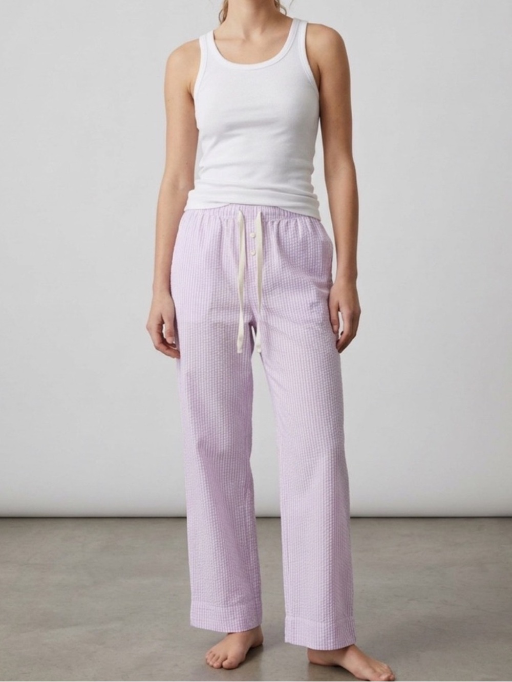 Love by Gap Pink/White Stripe Seersucker Lounge Pant